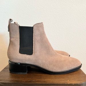 Calvin Klein tan suede paddock boots.
